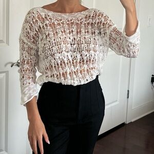 Stradivarius White Crochet Top